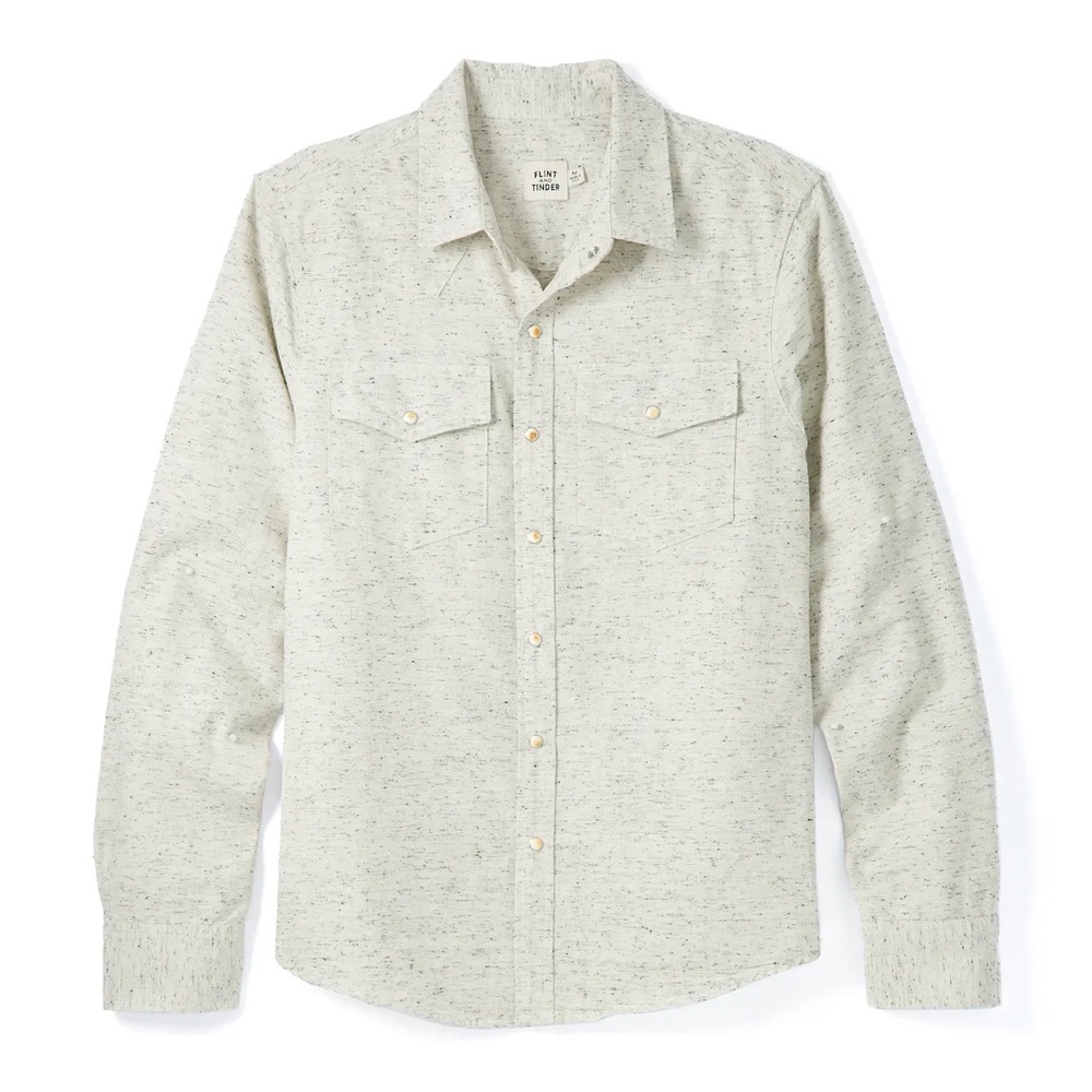 Flint & Tinder Bone Button Western Shirt XL
